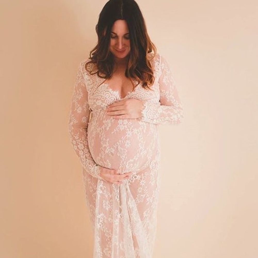 New Boho All Lace White Deep V Long Lingerie Dress - Picture 9 of 16